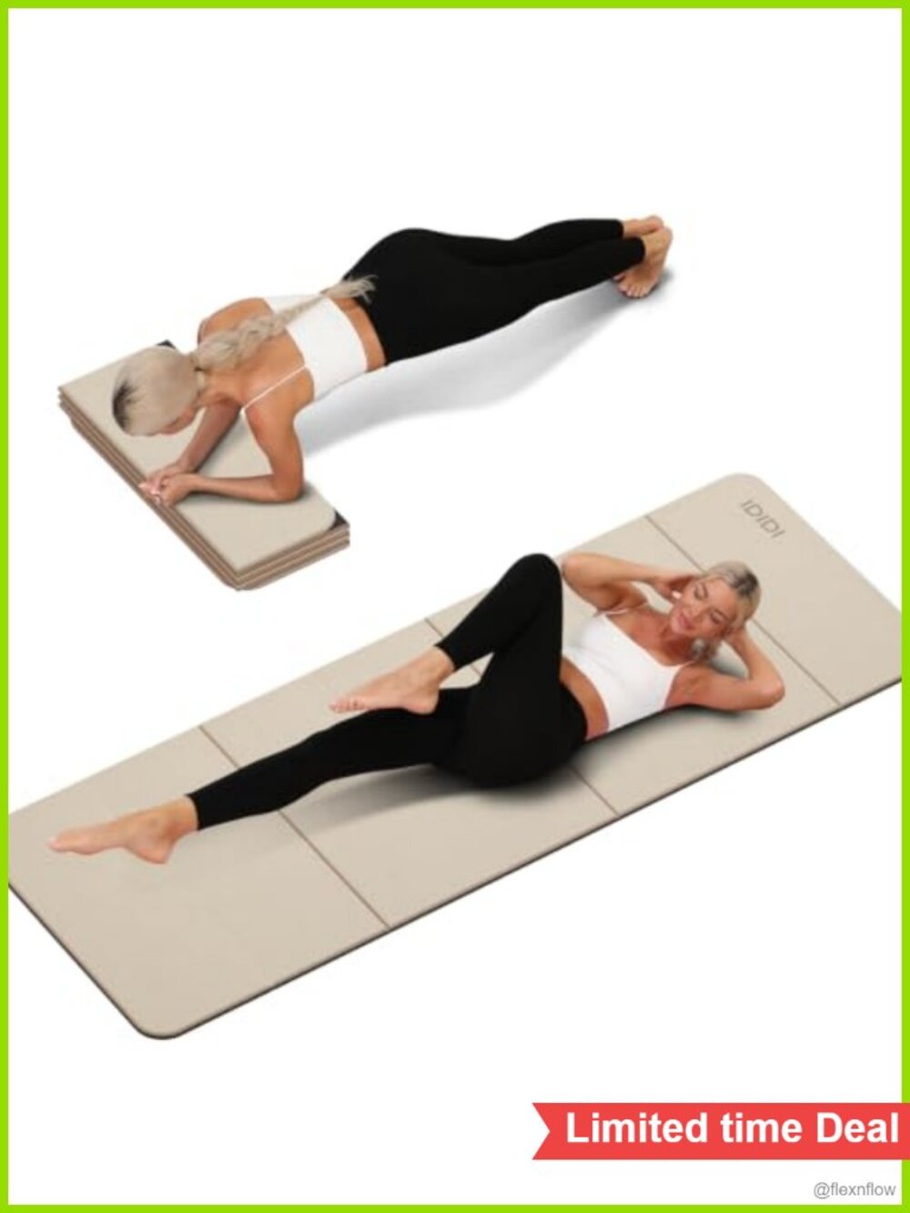 Foldable Yoga Mat 8mm No-Curl Edges Ultra Lightweight Non-Slip